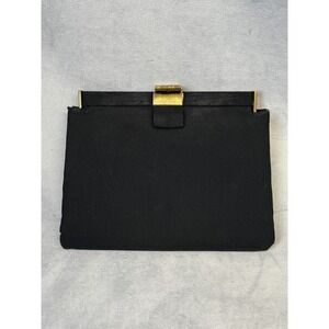 Vintage Ingber Clutch Bag Womens Black Evening Purse Gold Frame Made USA 50s 60s